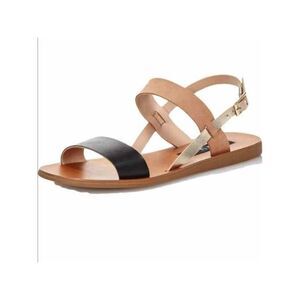 AQUA Womens Black Sam Round Toe Buckle Leather Slingback Sandal 9 M